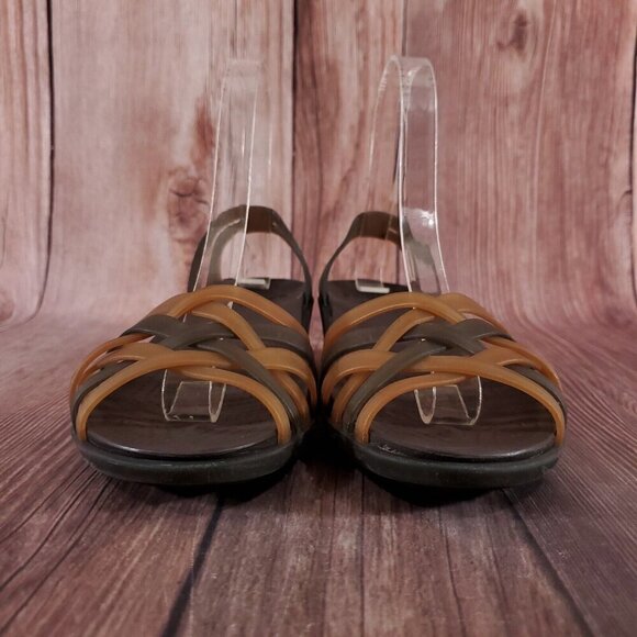 Crocs Womens Size 6 Huarache Mini Wedge Bronze Espresso Open Toe Sandals Shoes - Picture 5 of 14